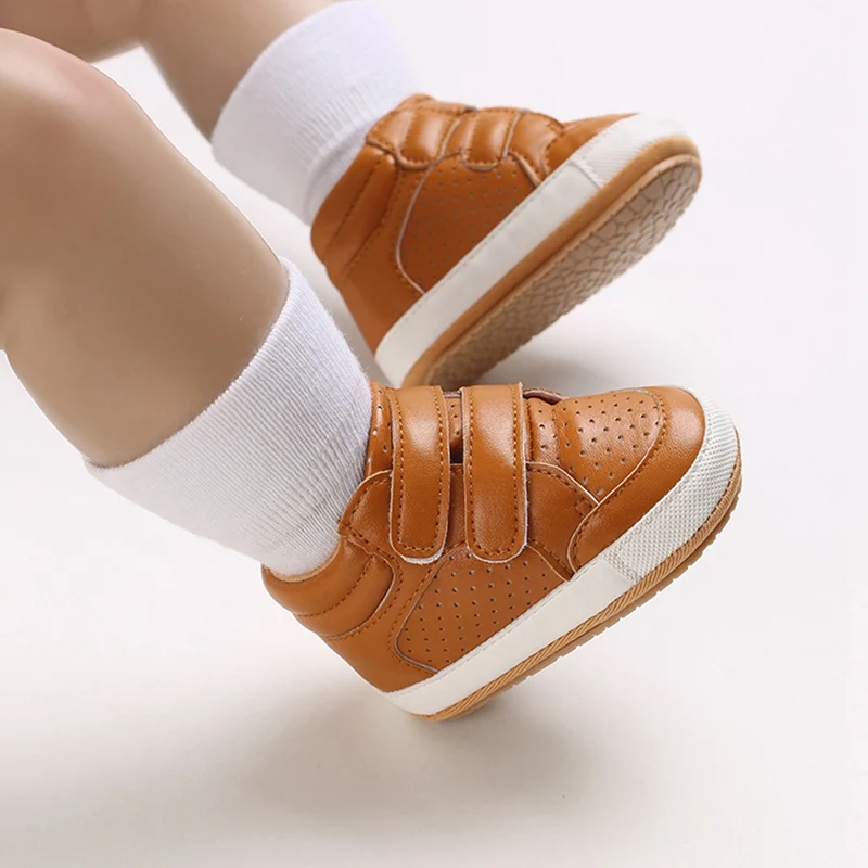 Trendy Solid Color Baby Boy Shoes: Soft PU Leather, Toddler Rubber Sole, Anti-slip (0-18 months)