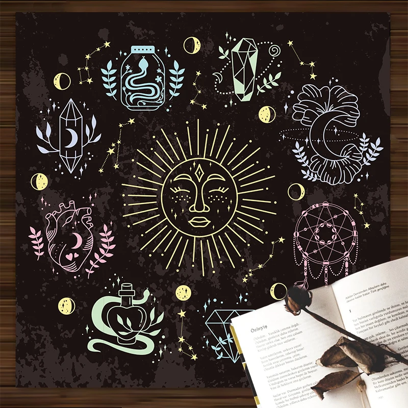 2022 horoscope witchcraft curse tarot card tablecloth altar cloth pagan mystic astrology oracle  mat room home decor 85x85