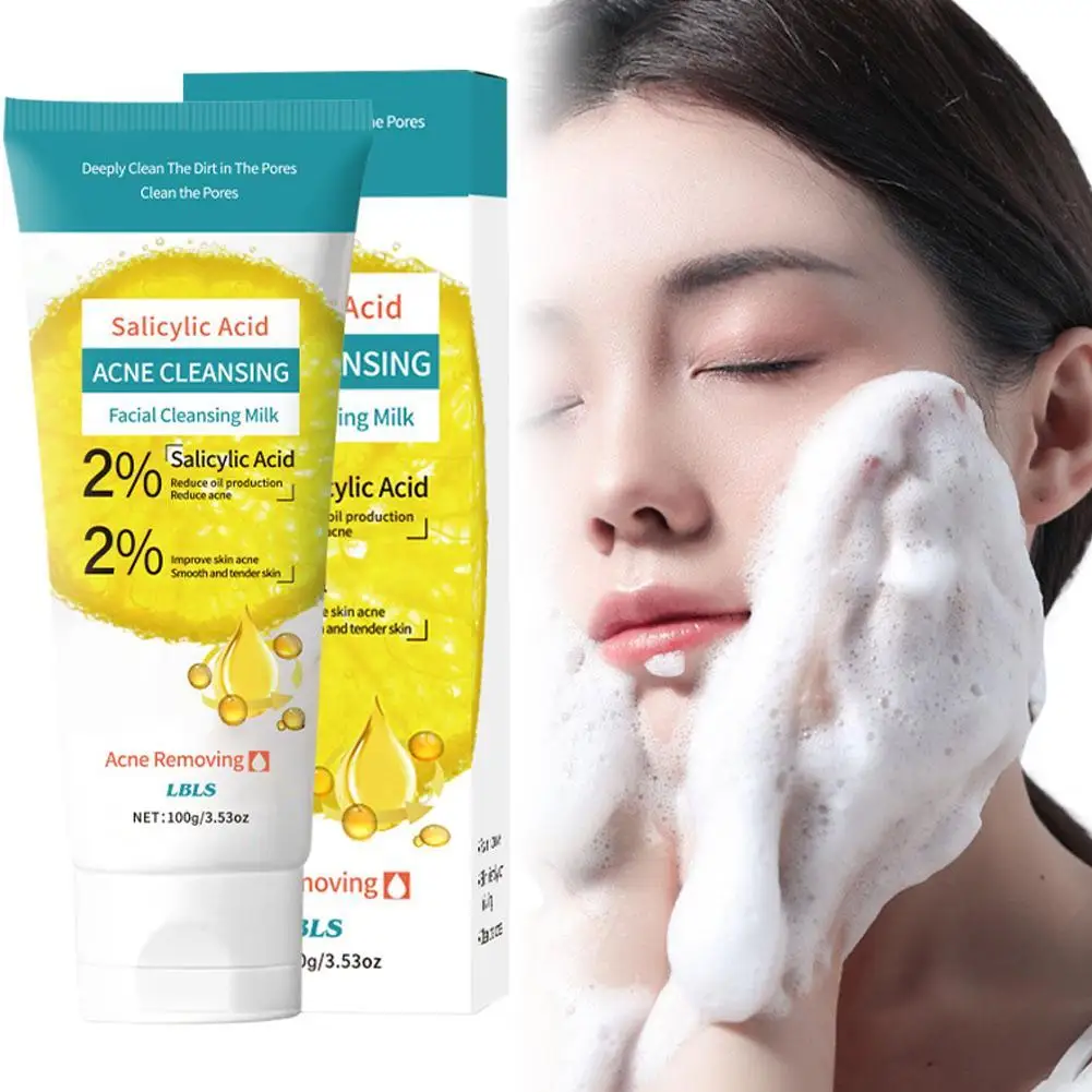 100g di acido salicilico detergente per il viso schiuma per il lavaggio del viso cura del viso detergente per il viso detergente idratante prodotti per la pelle idratante F0R6