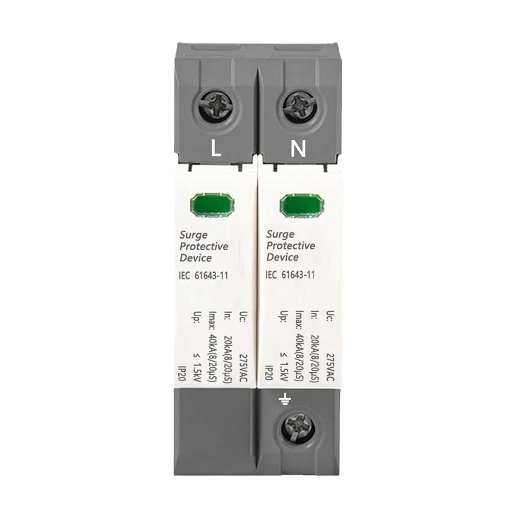 Surge Protector 20/40KA 2P 275V For Surge Protection Device Arrester 91*36*64 Mm Surge Protector Electrical Equipment Supplies