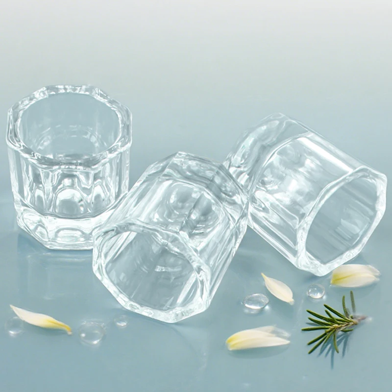 ถ้วยแก้วใสสำหรับใส่ยาทาเล็บอะคริลิค 1 ชิ้น อุปกรณ์ใส่ผงเล็บ ภาชนะใส่เครื่องสำอาง อุปกรณ์แต่งเล็บ