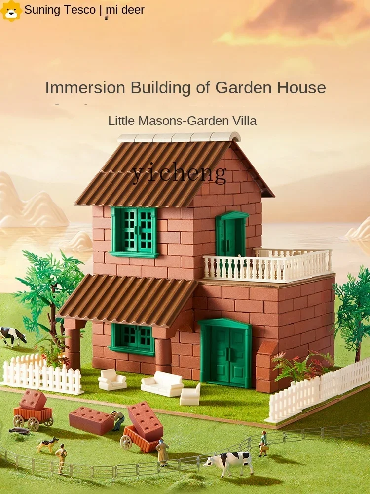 Tqh Mason Building House Casa da gioco Giocattolo per ragazzi e ragazze Regalo di compleanno fatto a mano di 5-7 anni