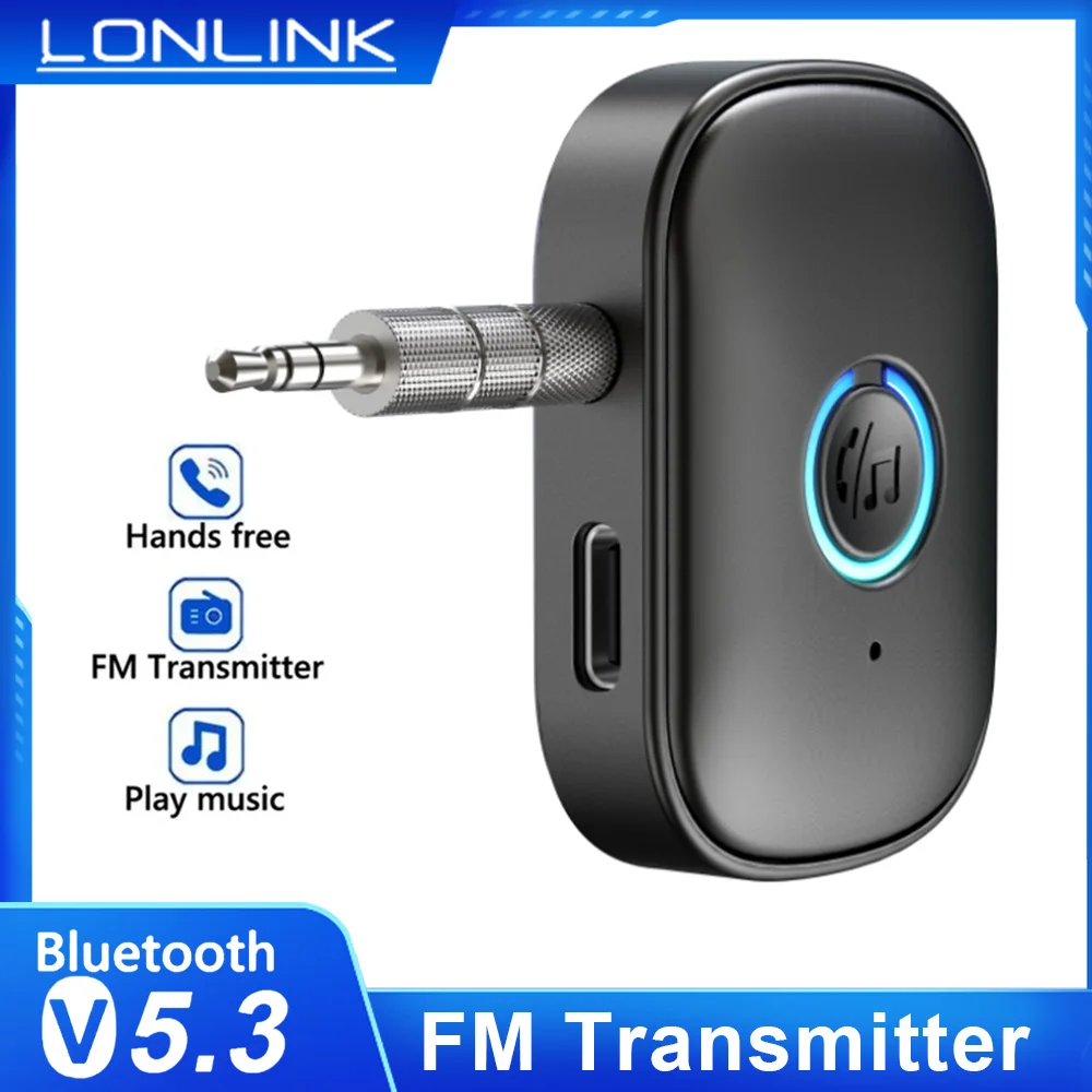 Lonlink Car Bluetooth 5.3 FM Transmitter Wireless Audio Receiver 3.5 MM AUX Car MP3 Player With Type-C Port Hands-free call