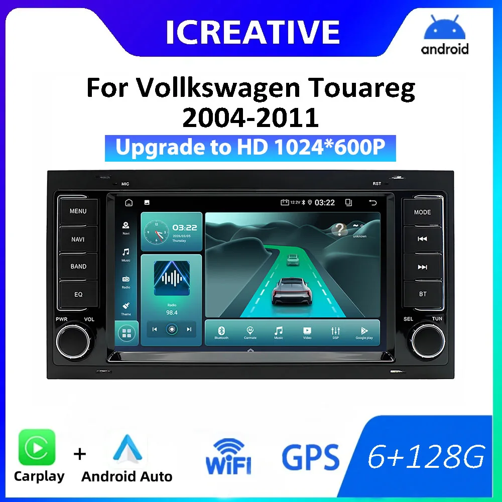 7'' Car Radio For Volkswagen Touareg 2004-2011 Transporter T5 Multivan Android Auto CarPlay 2 Din GPS Stereo Multimedia Player