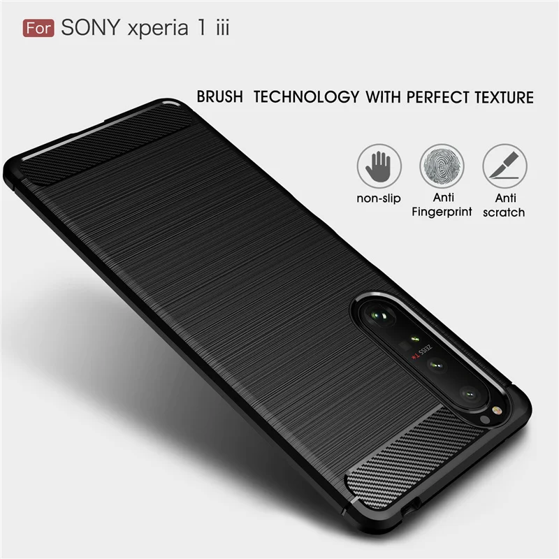 For Cover Sony Xperia 1 III Case For Sony Xperia 1 III Capa Silicone Carbon Fiber Soft TPU For Fundas Sony Xperia 10 1 III Cover