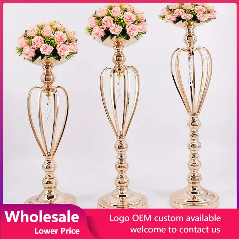 

Metal Candle Holder Wedding Props Table Centerpiece Crown Vases Decoration Candlestick Flower Stand Party Table Decor