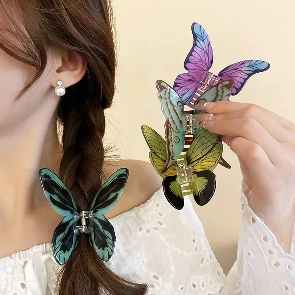 1Pc Big and Elegant Butterfly Hair Claw Clips,Colorful Claw Clips Accessories for Women Thin and Medium Hair，styling accessories