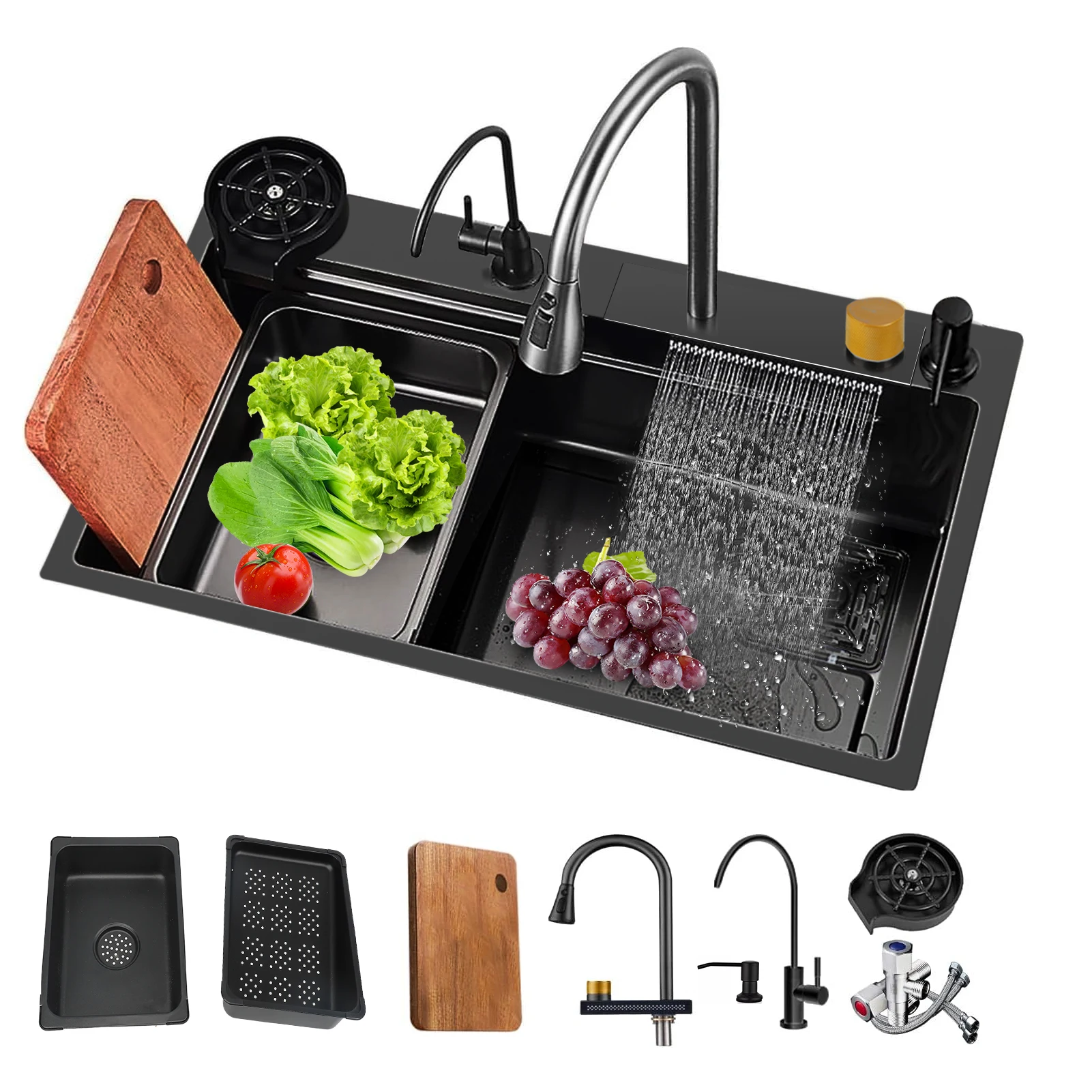 حوض مطبخ احترافي سميك من الفولاذ المقاوم للصدأ بسعة كبيرة وبسيط ومقاوم للصدأ ومقاوم للصدأ للمطبخ المنزلي #1