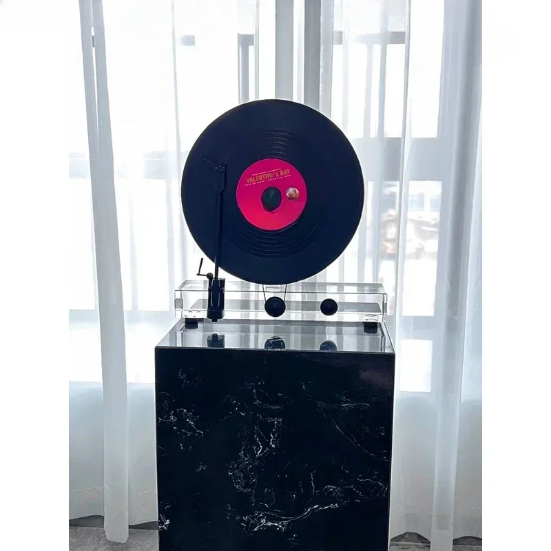 Modern retro decoration crystal vinyl record player ornament model room soft decoration home living room study entrance jewelry