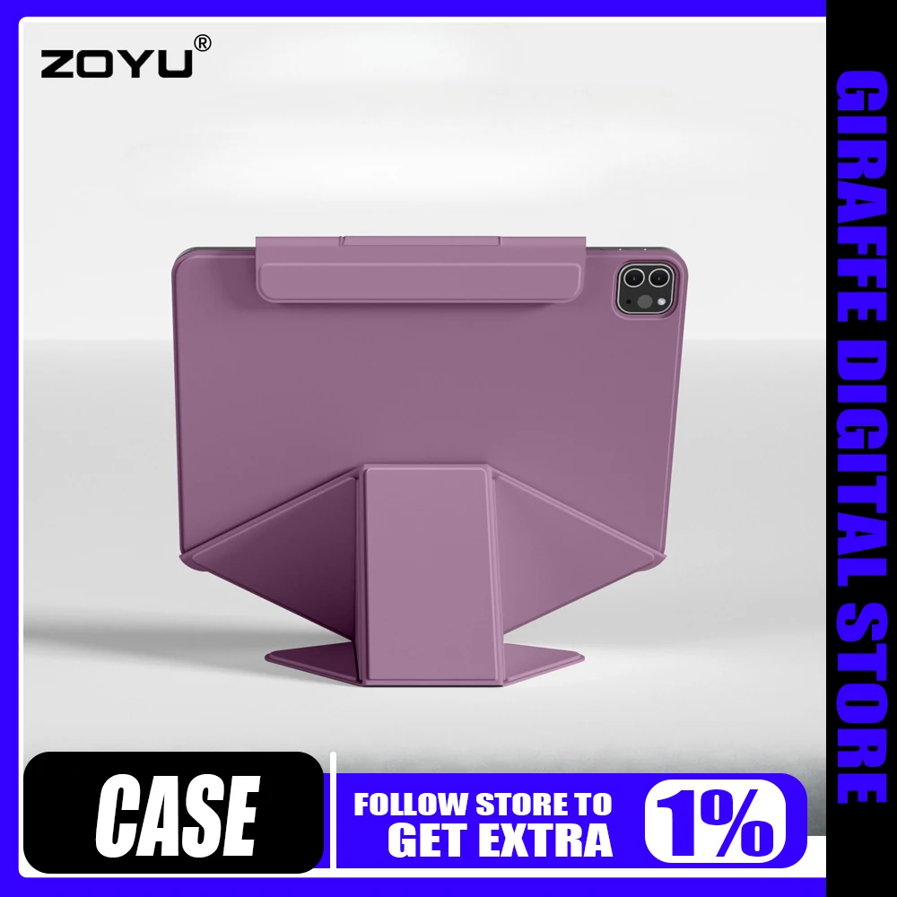 

Zoyu IPad Pro Protective Case Magnetic Double-sided Clip with Height Stand for Apple Air7/5/6 /iPad10/11 Folding Rotating 13inch