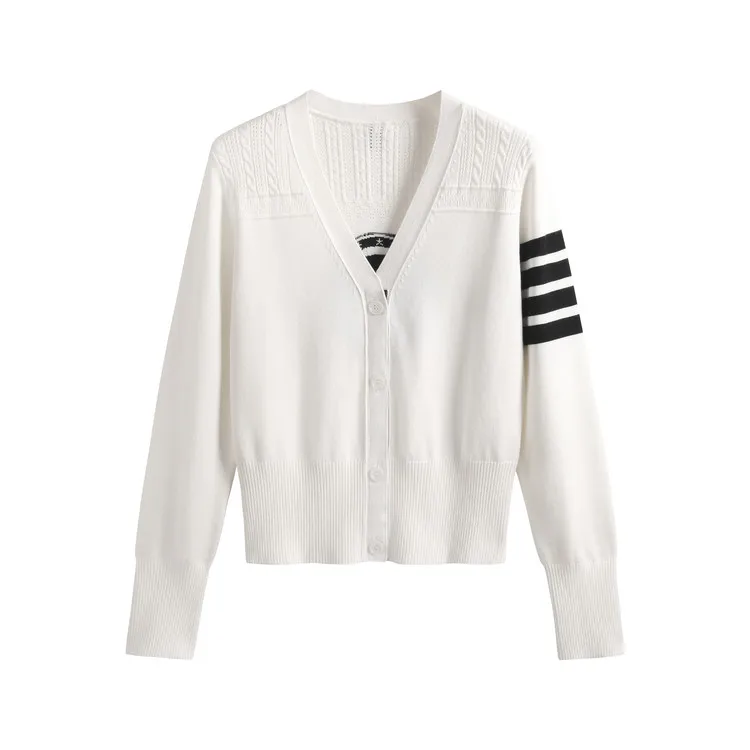 New Autumn V-ne Knitted Sweater Embroidered Bae College Sle Long Sve Women's Outerwear Casual Sle Floral Pattern