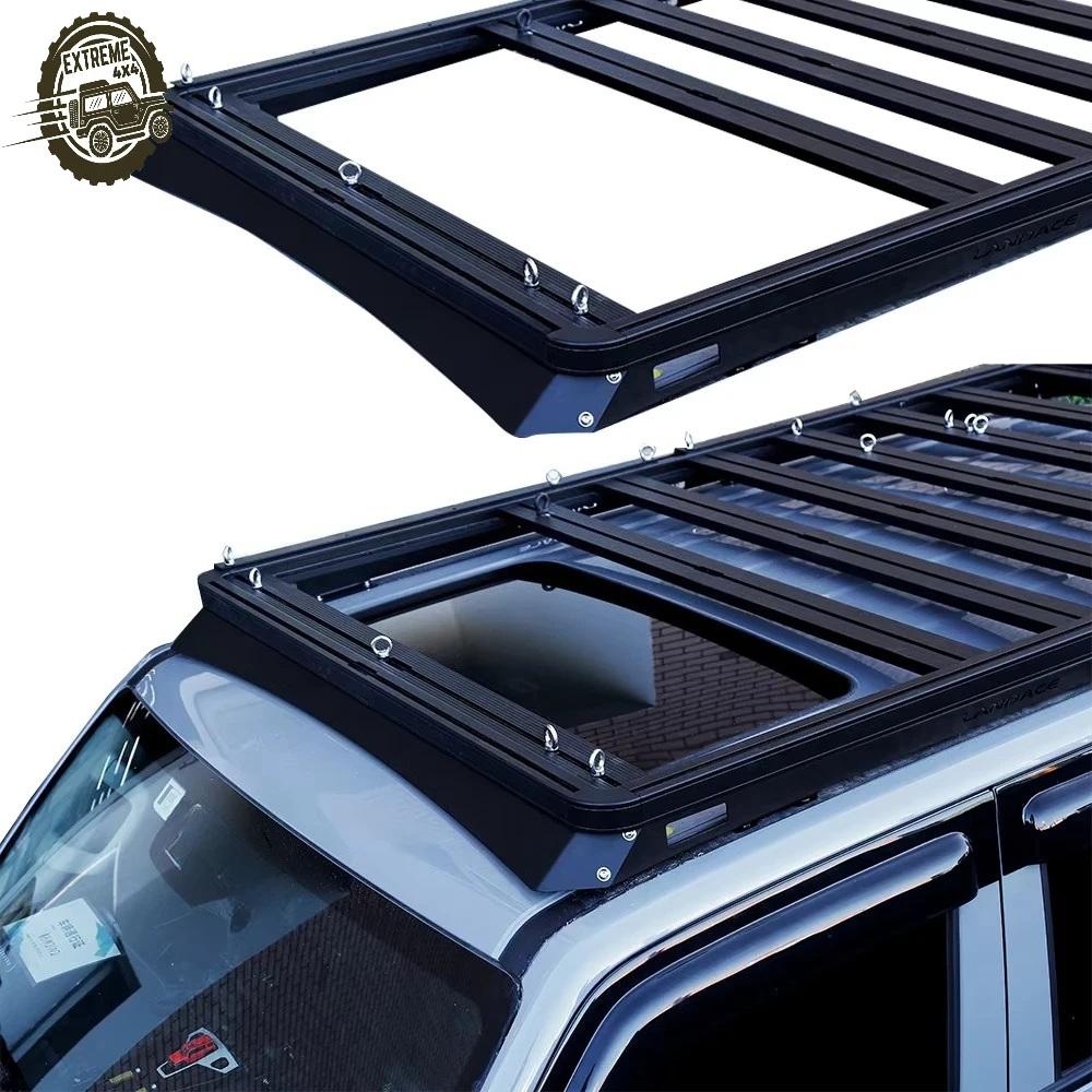 Landace High Quality Aluminum Alloy Stainless Steel Roof Rack Basket Off-Road Powder Coated Black Easy Installation Toyota
