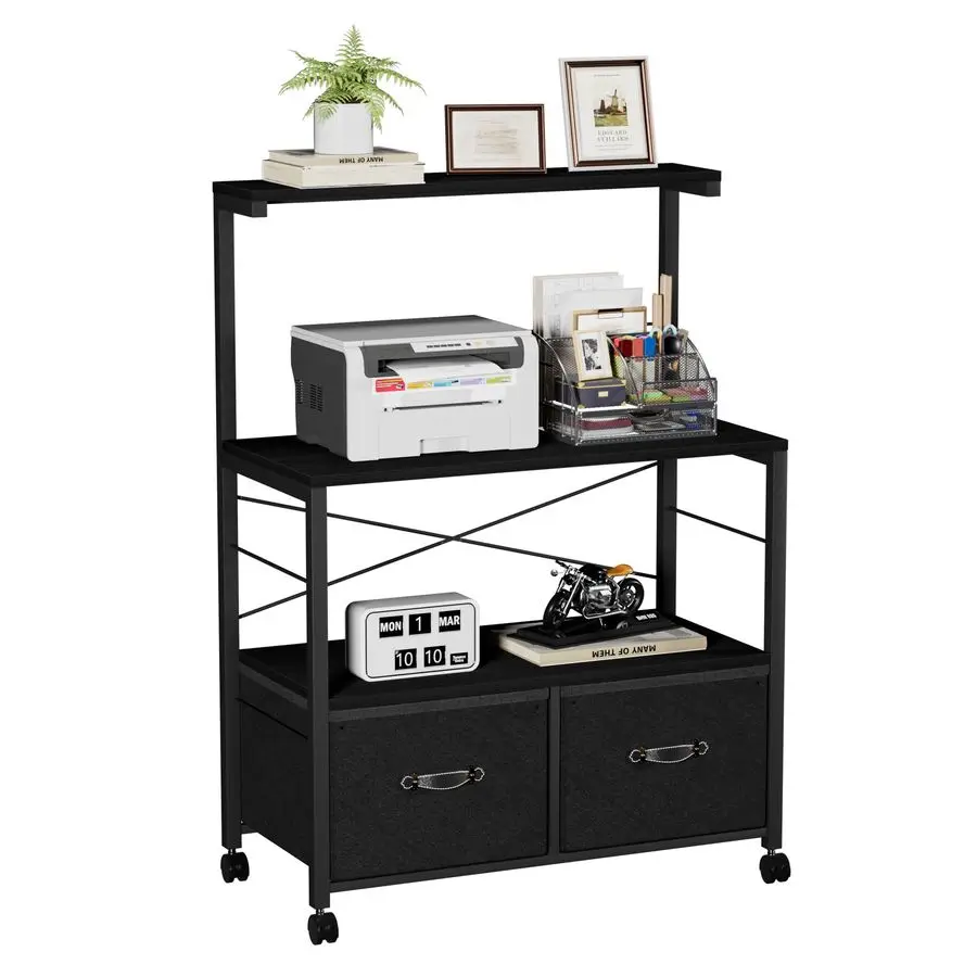 

Большая подставка для принтера на тормозных роликах, мобильный картотечный шкаф с 3-х ярусной полкой, боковой шкаф для документов Organiza с 2 ящиками