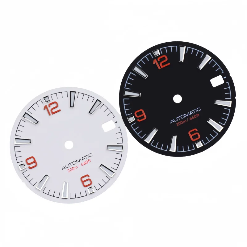 Quality Sea 600m Style Watch Dial With C3 Bgw9 Green Blue Luminous For Nh35 Nh36 Mechanical Movement Skx007 Case 28.5mm Dial