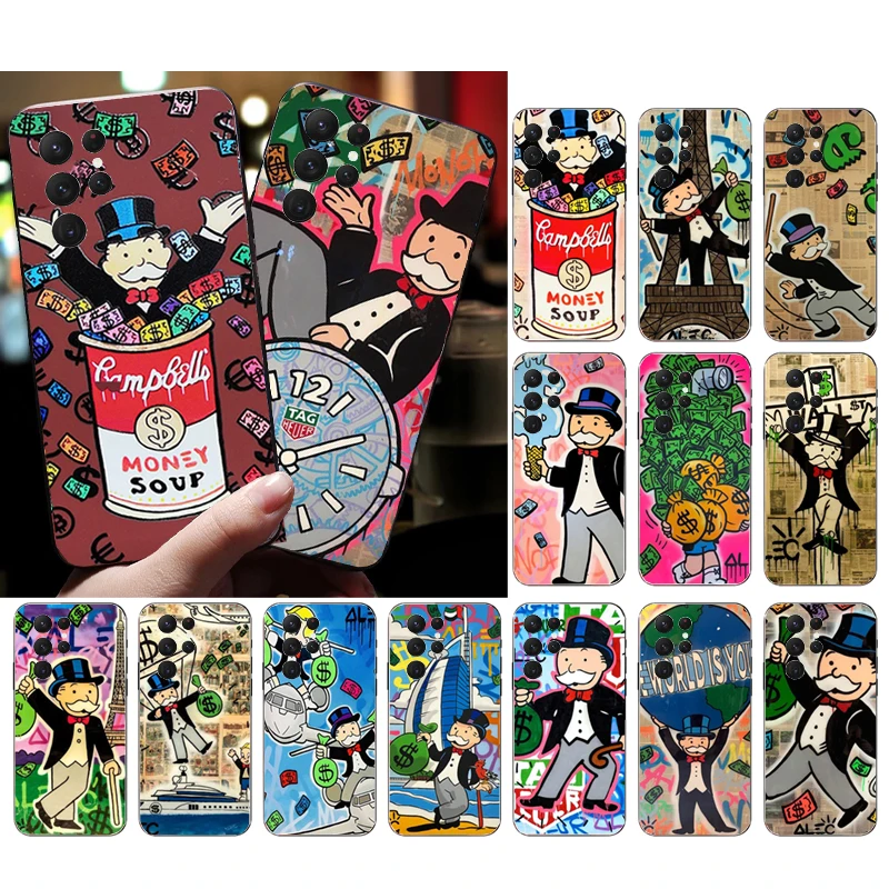 Cartoon Dollar Monopoly Phone Case For Samsung S24 S23 S22 S21 S20 Ultra S20 S22 S21 S10E S20 FE S24 Plus