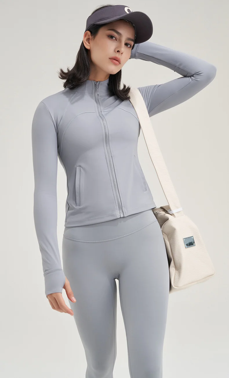 TRY TO BN Yoga Long Sleeve Coat Zipper Loose Sports Tops Breathable Sunscreen T Shirt Workout Women Running Gym Clothing Fitness