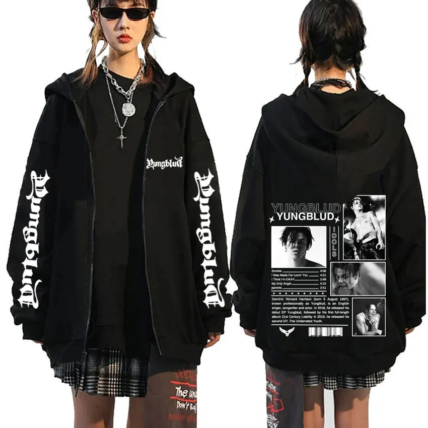 

Yungblud IDOLS Tour 2025 Zipper Hoodie Men Women Fashion Hip Hop Gothic Zip Up Jacket Men's Casual Oversized Zip Up Sweatshirt