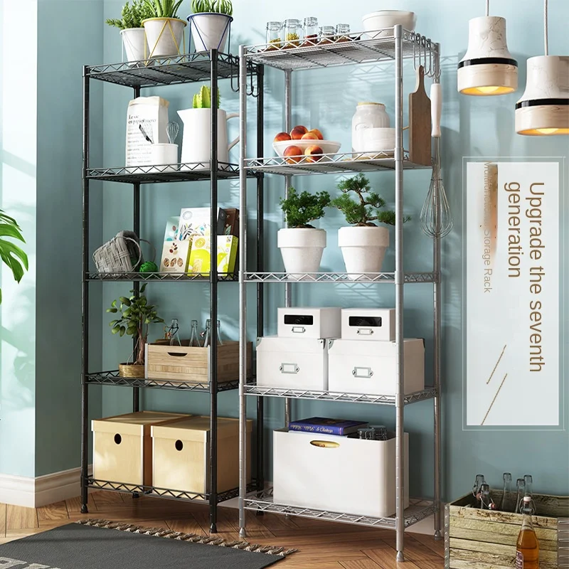 

Multi-Layer Storage Shelves for Household Items, Kitchen Shelves, Floor to Ceiling, Metal Microwave Shelves, Household, Bathroom