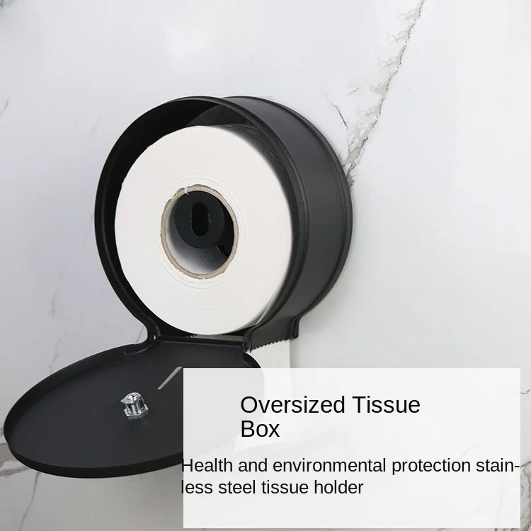 

Stainless Steel Waterproof Tissue Box Hotel Toilet Tissue Holder Big Black Paper Box Household Bathroom Paper Holder Storage Box