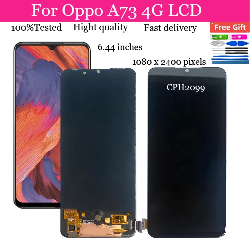 

AMOLED Screen For Oppo A73 4G CPH2099 LCD Display Screen Touch Panel Digitizer With Frame Assembly For Oppo A73 4G