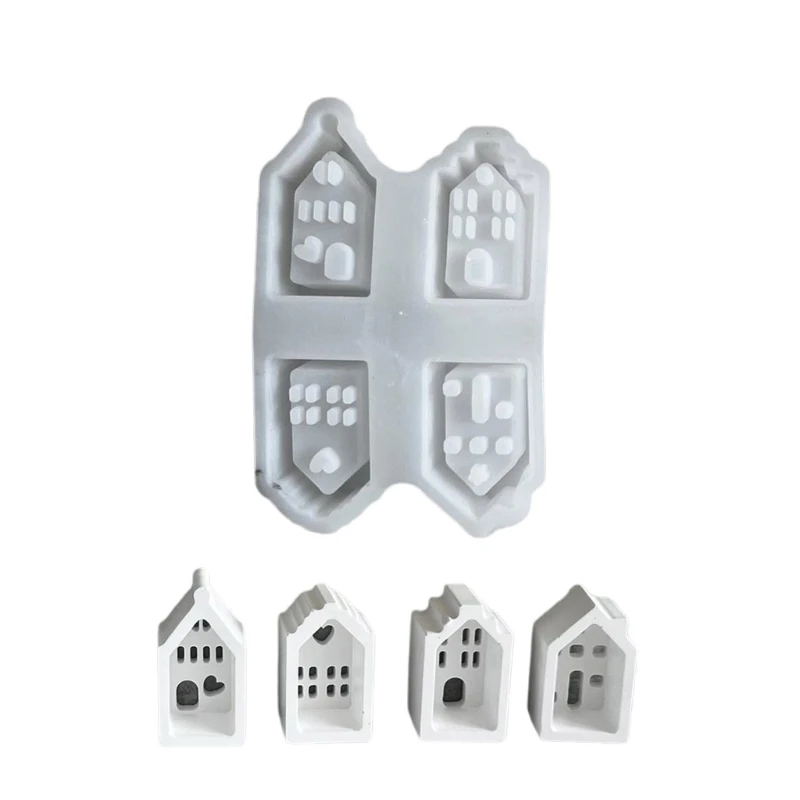 

Hollow House Shaped Decoration Mould Flexible Silicone Mold for Handmade Craft N2UE