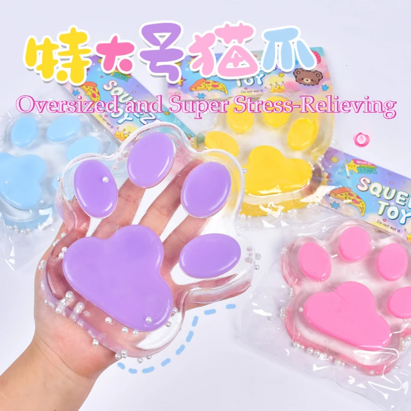 Süßes riesiges Katzenpfoten-Stressabbau-Geschenk, langsam sitzendes Quetschspielzeug mit Gelee-Gefühl, Dekompressions-Zappelspielzeug für Teenager und Erwachsene im Büro