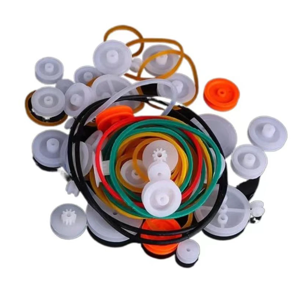 Rubber Belt Drive Pulley Reduction Rubber 2mm Diameter 84Pcs set Accessories DIY Drive Rack Making Process Model Mini Pulley