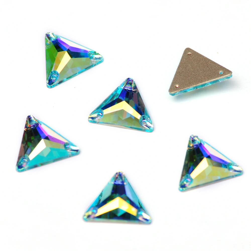 Mehrfarbige AB-Effekt Dreieckige Strasssteine Glitzernde Aufnähbare Glaskristalle für DIY-Kleidungsstücke, Handarbeiten, Dekorationen und Nähzubehör – Detail 6