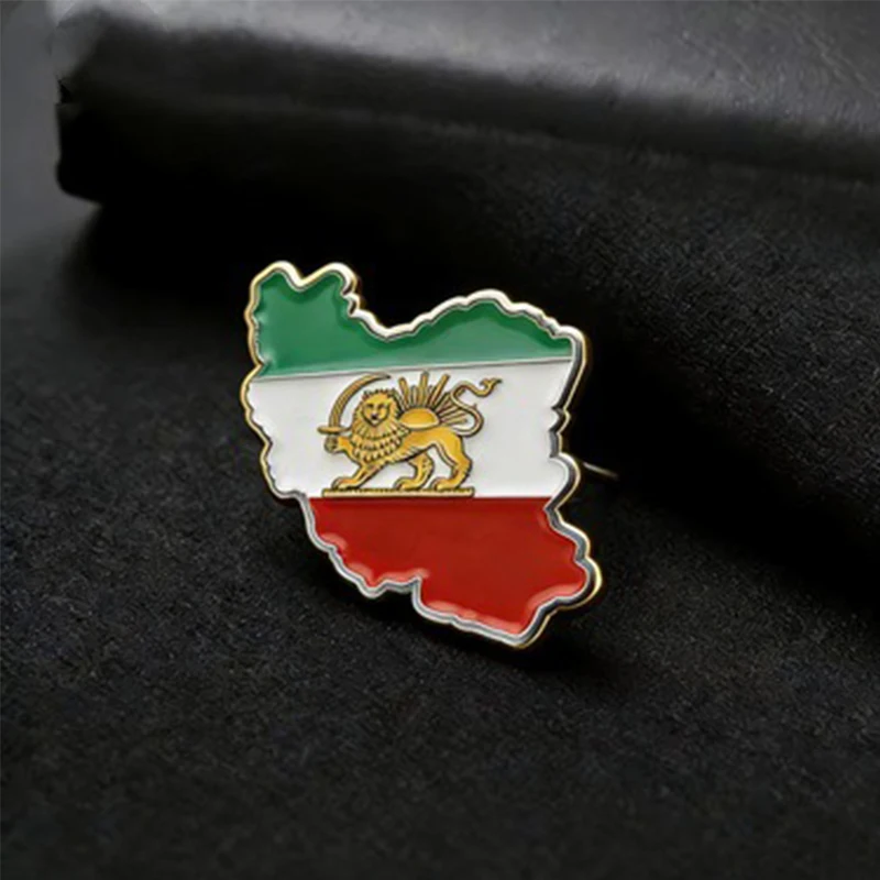 Historical Iran Persia Flag Lapel Pins Badge Brooch Enamel Pins With Lion Sun And Crown Home Decoration Souvenir Series Gifts