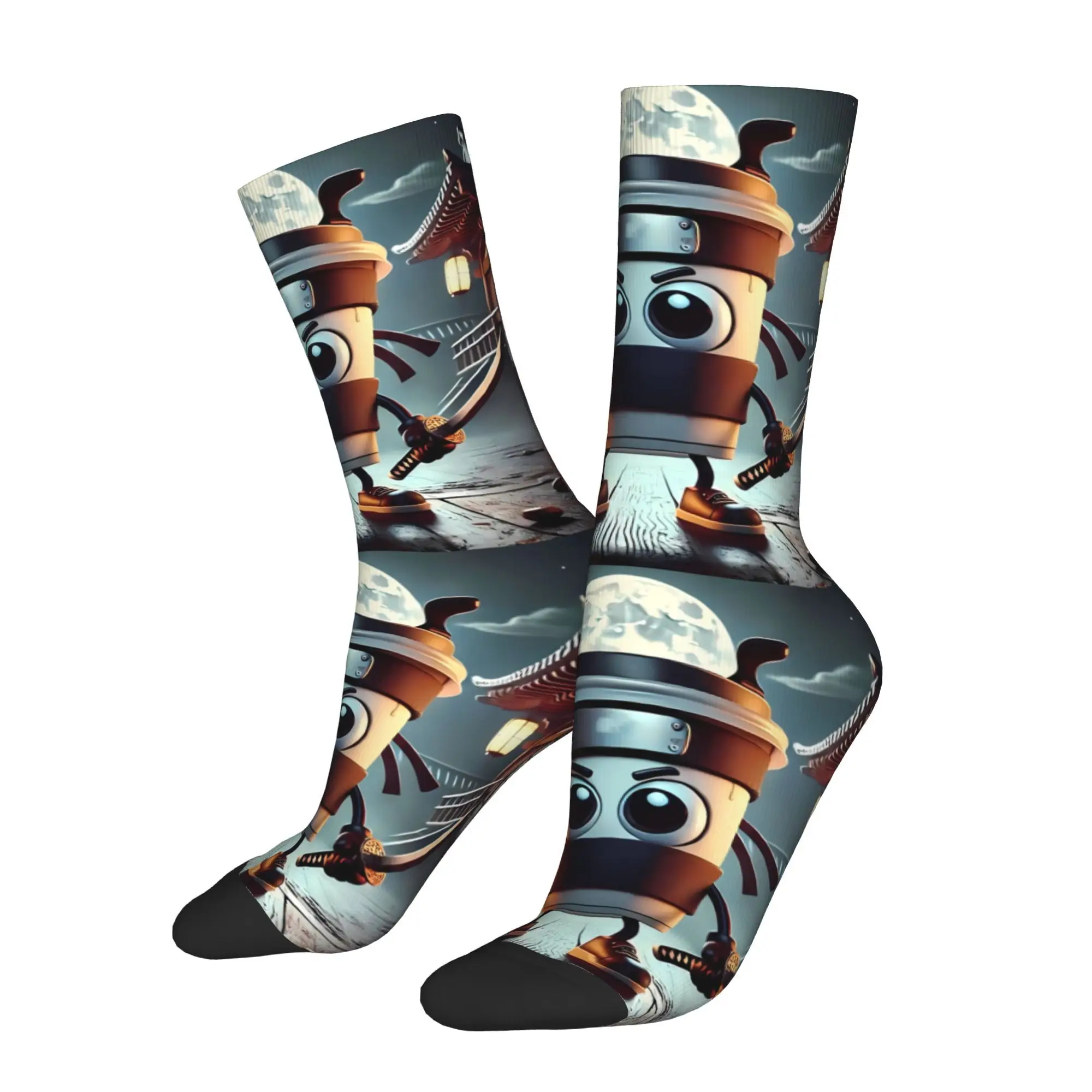 

Funny Happy Sock for Men Cappuccino Assassino Harajuku Italian Brainrot Meme Pattern Printed Crew Sock Seamless Gift