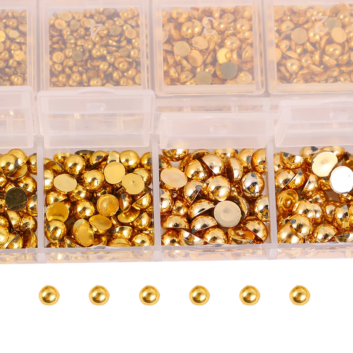 

2300pcs 1 Box Pearl Diamond Art Golden Semicircle Decorative Manicure Stickers Accessories Fashion Decor Nail Stickers Nail Art