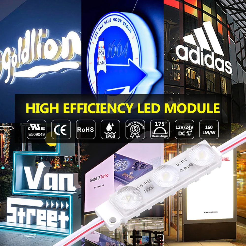 25/50PCS High Efficiency 160LM Waterproof SMD 2835 12V Single Color IP68 Led Backlight Injection Led Module for Lightbox