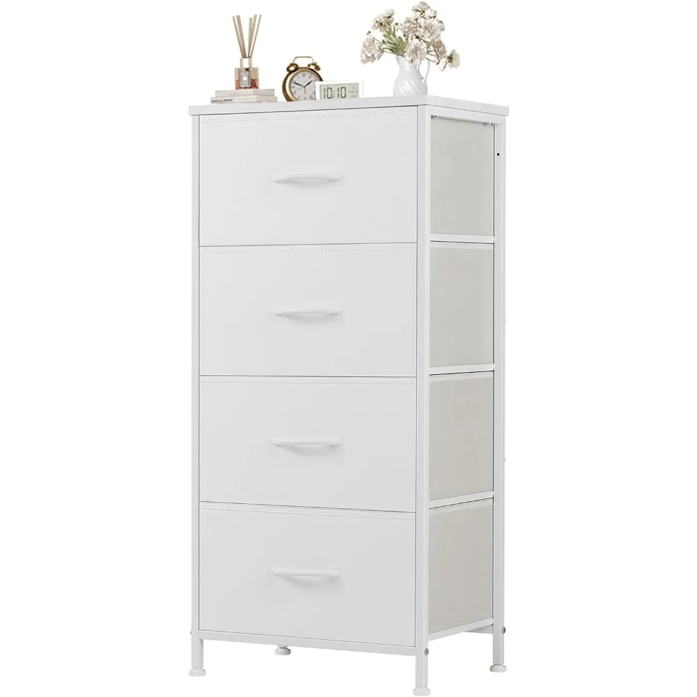 

Nightstand Small Bedroom Dresser with 4 Fabric Drawers, Bed Side Furniture End Table, Wooden Top Cabinet Night Stand Dresser fo