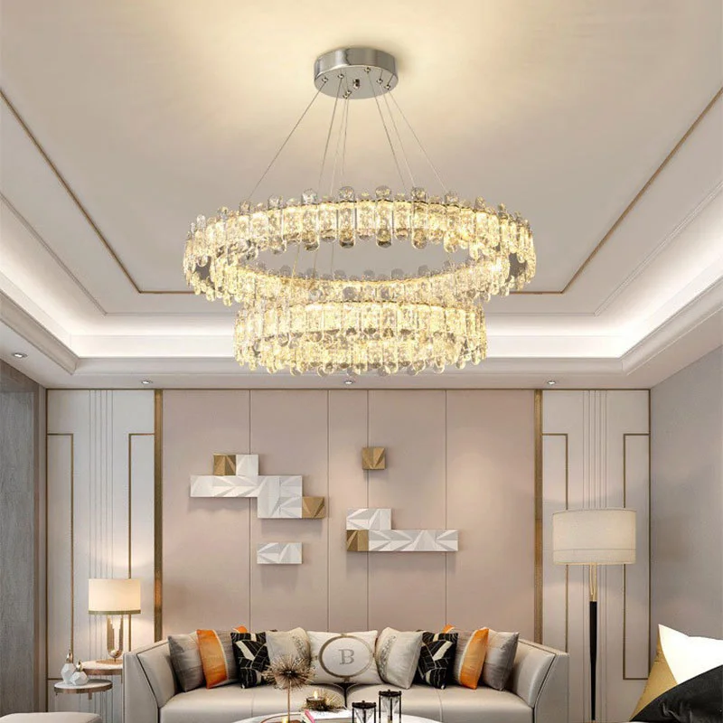 عكس الضوء K9 كريستال الثريا الفرنسية الفاخرة الحديثة قلادة LED ضوء للفيلا غرفة المعيشة غرفة الطعام إضاءة داخلية لامعة