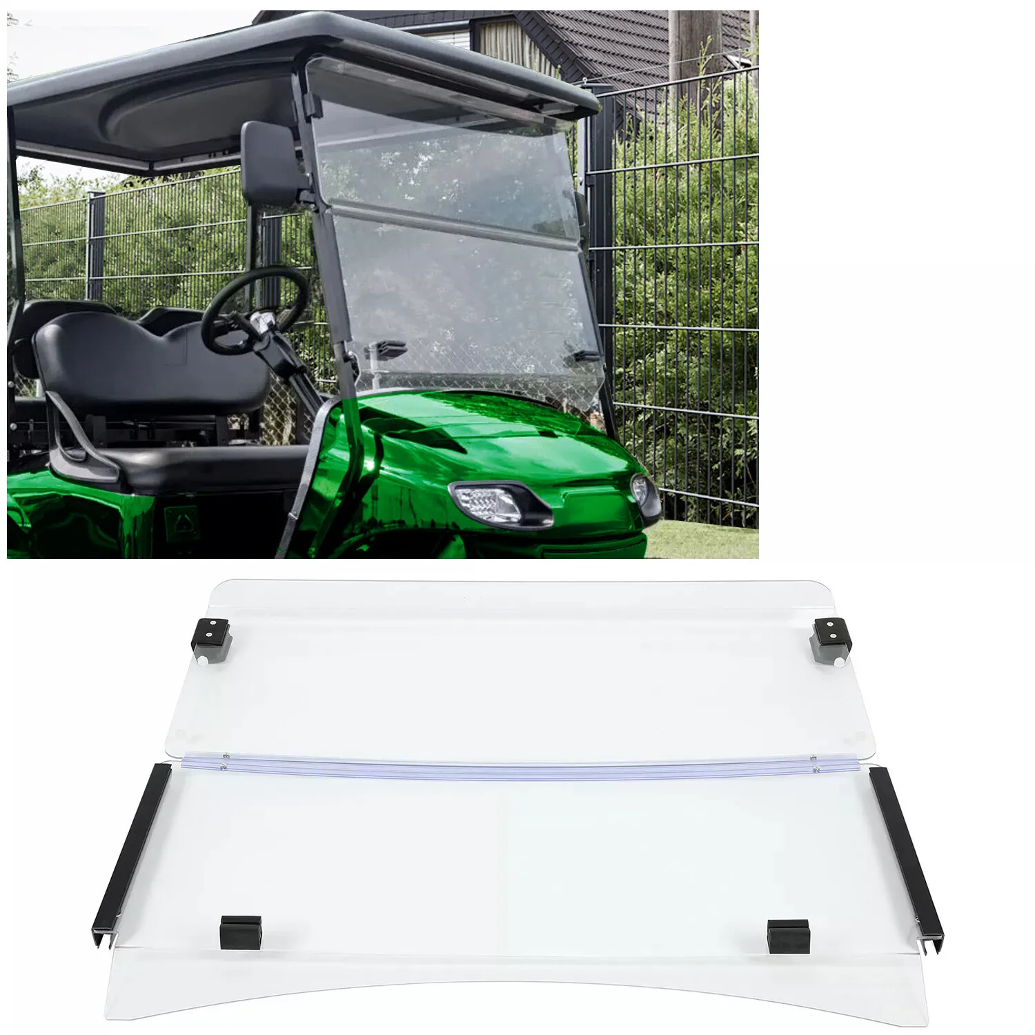 

For EZGO TXT 2014+ Clear Fold Down Golf Cart Windshield Windscreen