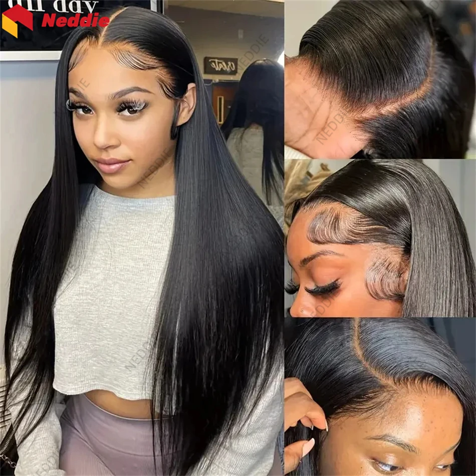 Brazilian Black Straight Lace Front Glueless Preplucked Wigs Hd Lace Frontal Wig 13x6 100% Human Hair for Women Choice On Sale