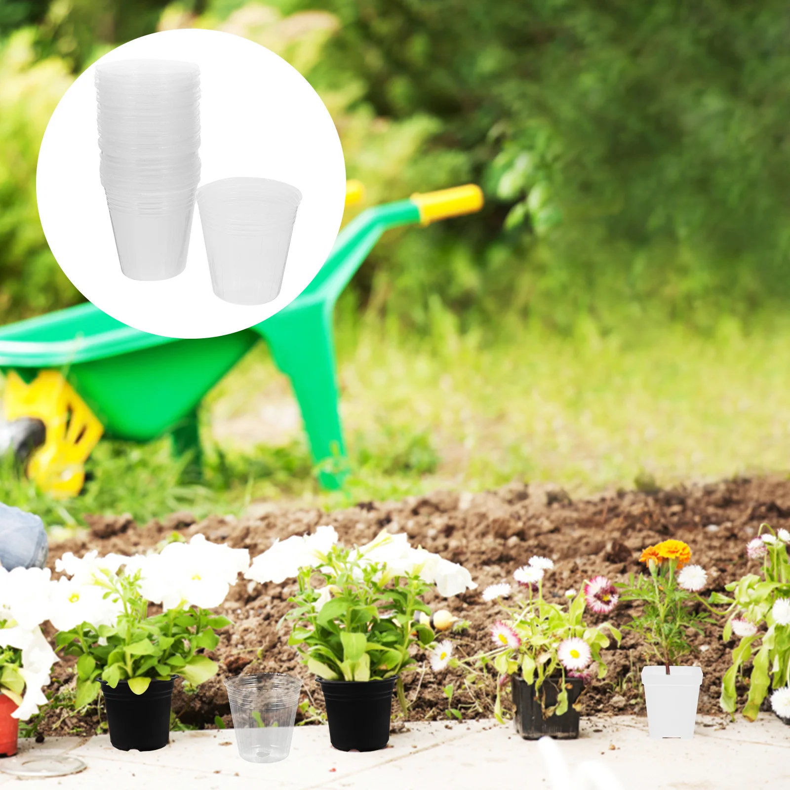 50pcs Seedling Plastic Nursery Pots For Plants Clear Flower With Drainage Holes Small Garden Plant Containers For