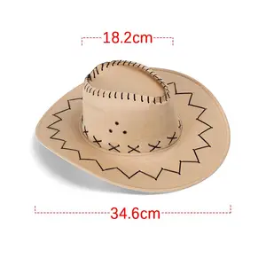 Chapéu de vaqueiro ocidental para homens e mulheres, camurça cowgirl chapéus, vestido extravagante ocidental, chapéu de festa, moda 8 principais vendas chapeu cabedal - №6