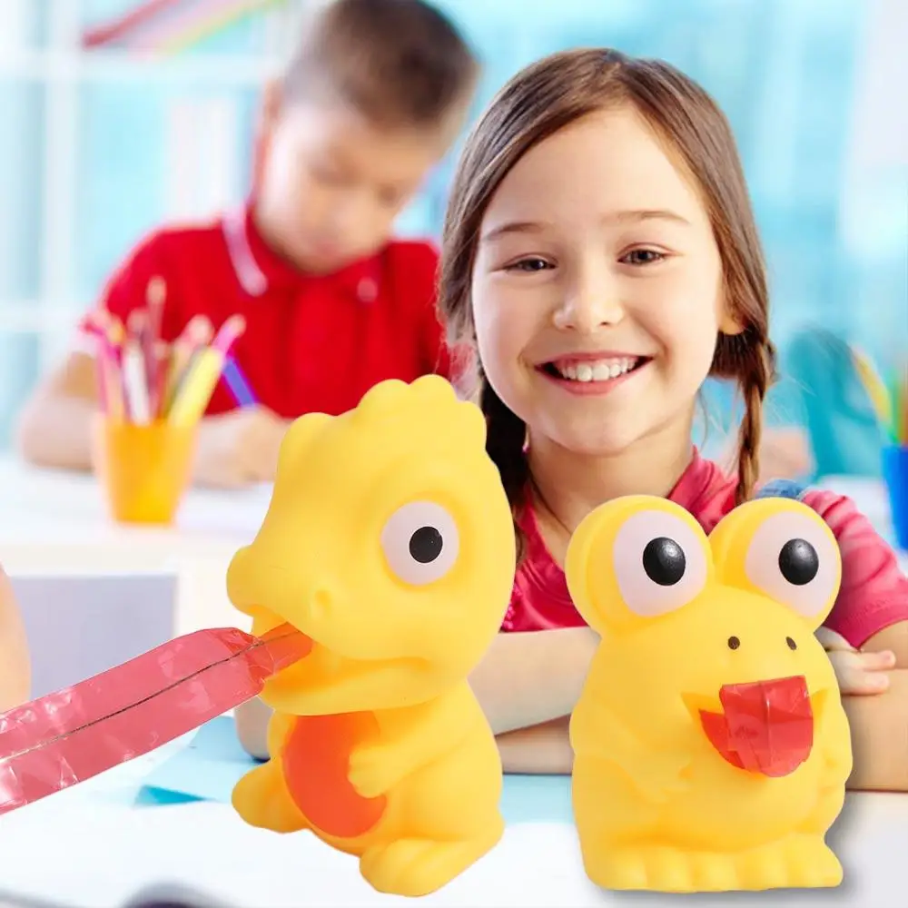 Dinosauro a forma di rana che attacca la lingua Giocattolo da spremere Palla di rimbalzo Lingua di rana animale che si attacca al dinosauro Anti-stress