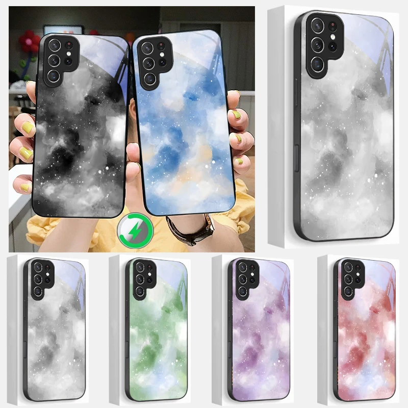 Ink stained Star River Suitable For Samsung Galaxy S25 Ultra S20 FE S21 S22+ S23 Plus S24 S26 Edge magnetism Glass Phone Casee