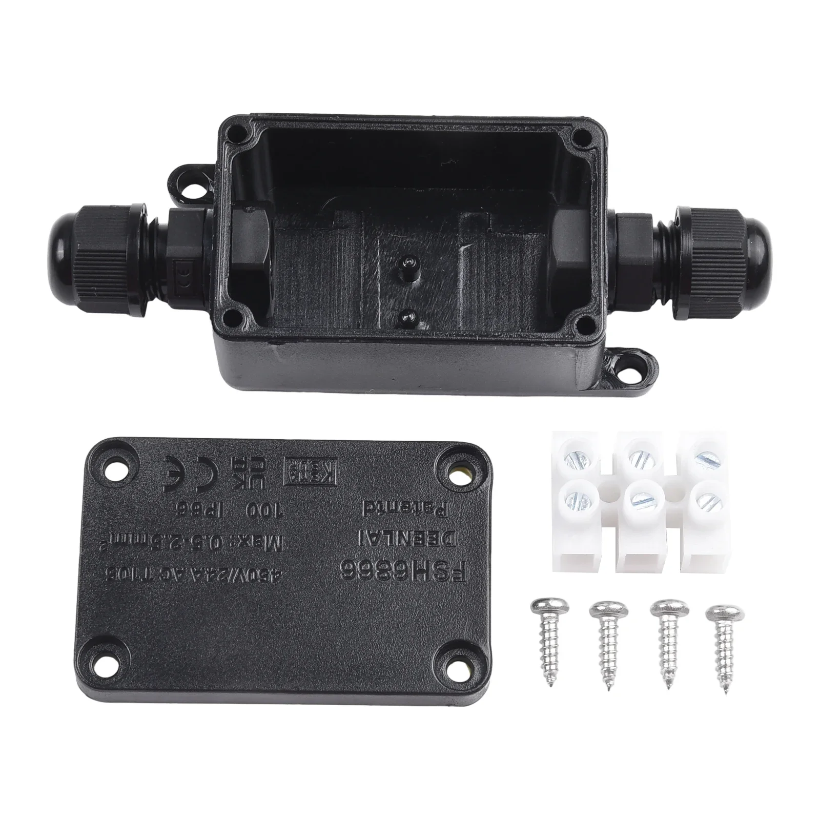 2 Way Outdoor Junction Box Waterproof IP65 Cable Connector PC Junction Box 240V Black 240-450V Electrical Supplies Solar Parts