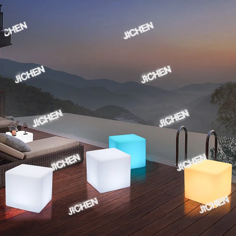 

HR LED Luminous Cube Stool KTV Square Chair Bar Stool Creative Outdoor Waterproof Activity Bar KTV Supplies