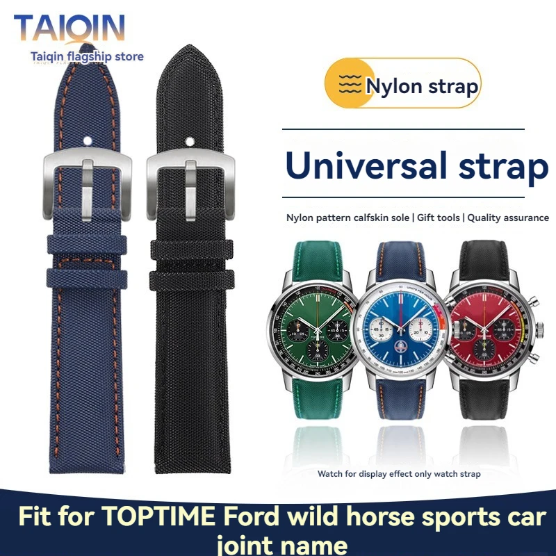 20mm 21mm 22mm 23mm Nylon Leather Watch band For Breitling TAGHeuer F1 Mido Seiko Omega Universal strap men bracelet