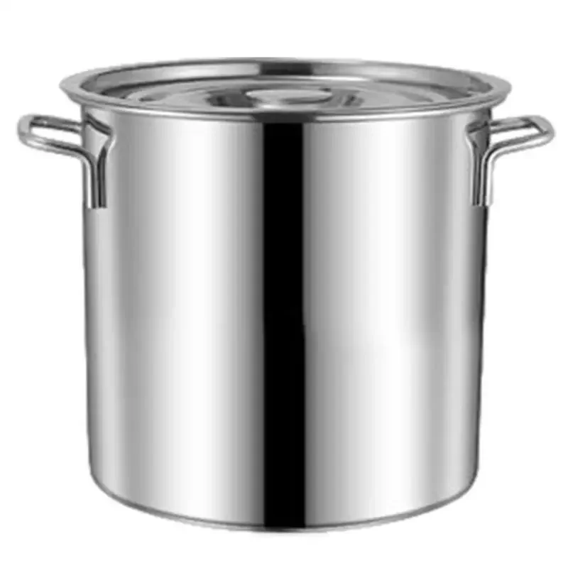 large Stainless steel thick Soup pot with handle lid big pot bucket pail water barrel chef used kitchen cooking pots WT181