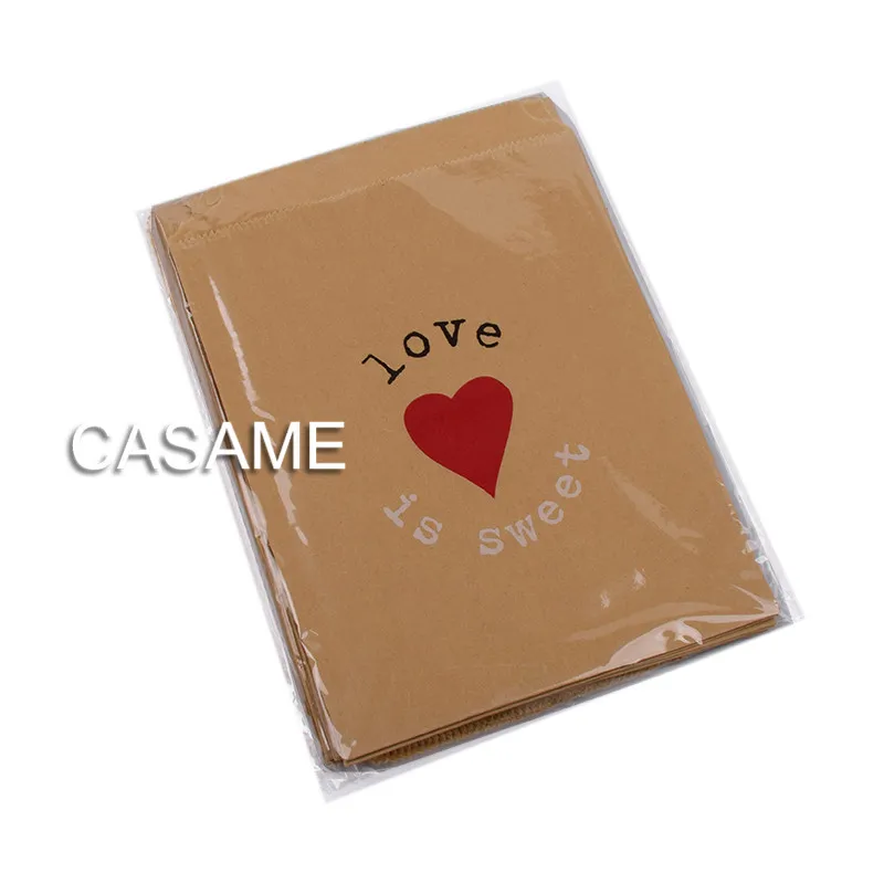 25Pcs 18x13cm Kraft Paper Biscuit Candy Bags Gift Packing Pouch Birthday Party Decoration Dessert Candy Bar Bag Snack Cookie Bag