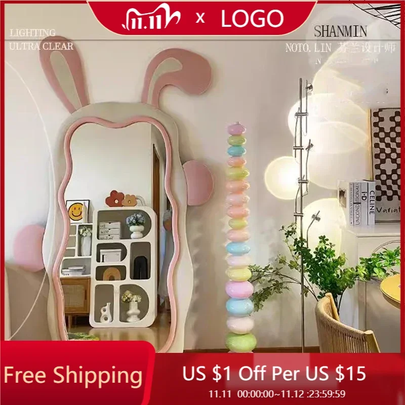 Rabbit Nordic Mirror Girls Big Irregular Funky Luxury Art Items Makeup Flexible Smart Mirror Barber Spiegel Wand Home Products