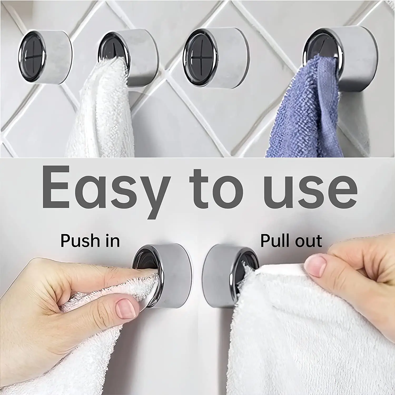 Kitchen Towel Hook Towel Plug Holder Free Punch Round Self Adhesive Towel Holder Towel Dish Towel Rack Kitchen Bathroom Tools