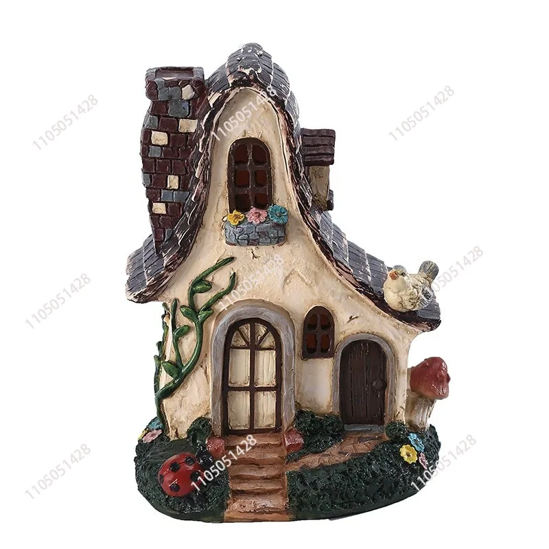 

Garden Fairy Tale Cabin Ornament Outdoor Decoration Birthday Gift Scene Props Resin Crafts