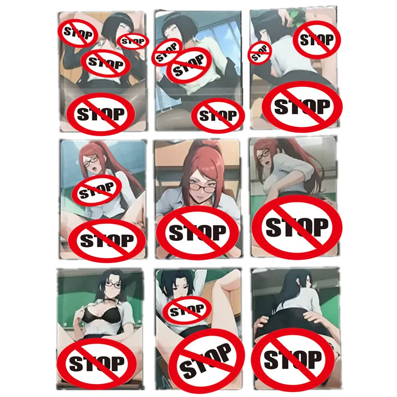 9pcs/set Anime Homemade Sexy Nude Cards Naruto Hinata Hinata Yamaaka Ino Uniform ACG Game Toys Gift DIY Comic Collection Card
