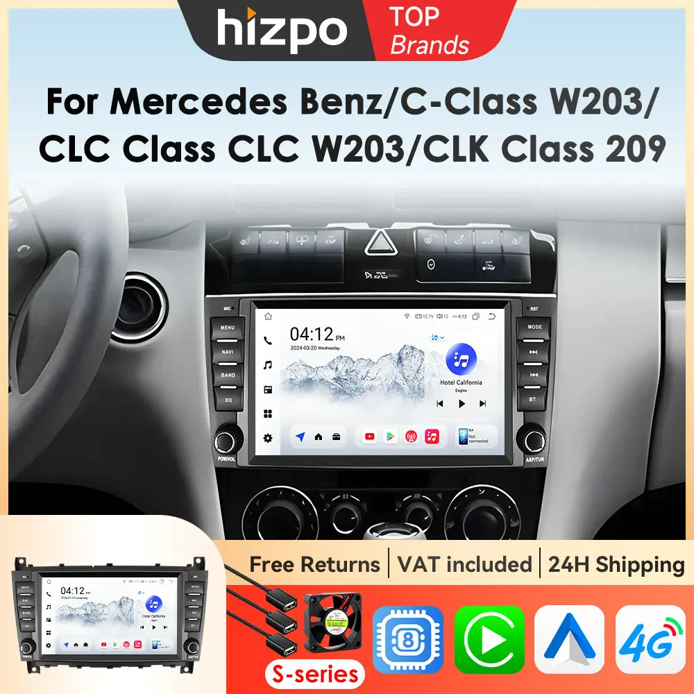 Hizpo 8-Zoll-Android-All-in-One-Autoradio für Mercedes Benz C-Klasse W203/CLC W203 CLK W209 Multimedia Autoradio Stereo Carplay
